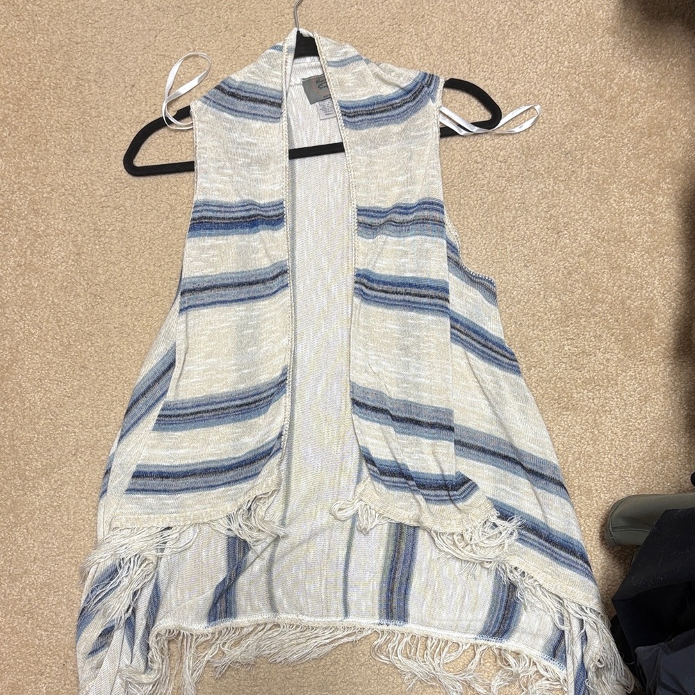 Striped Fringe Vest